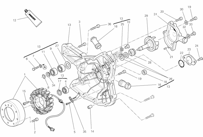 Tutte le parti per il Coperchio Del Generatore - Pompa Dell'acqua del Ducati Streetfighter S 1100 2013